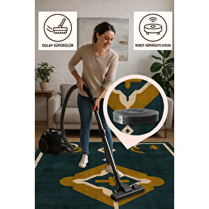 Geometrik Desenli Halı – Kaymaz Taban & Yıkanabilir | Modern Stil, Bebek Ve Evcil Dostu Halı 80x500 cm