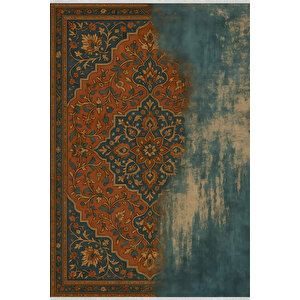 Retro Bohem Halı – Soluk Desenli Sanatsal Tasarım | Kaymaz, Yıkanabilir, Evcil Dostu 120x250 cm