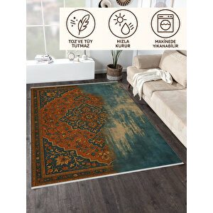 Retro Bohem Halı – Soluk Desenli Sanatsal Tasarım | Kaymaz, Yıkanabilir, Evcil Dostu 120x250 cm