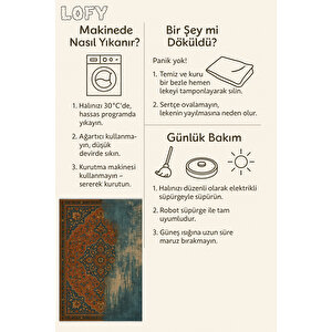 Retro Bohem Halı – Soluk Desenli Sanatsal Tasarım | Kaymaz, Yıkanabilir, Evcil Dostu