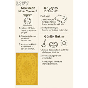 Sarı Klasik Desenli Halı – Işıltılı Vintage Şıklık | Kaymaz Taban, Yıkanabilir, Evcil Dostu