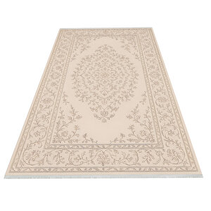 Krem Klasik Desenli Halı – Zarif Ve Şık Stil | Kaymaz Taban, Yıkanabilir, Evcil Dostu
