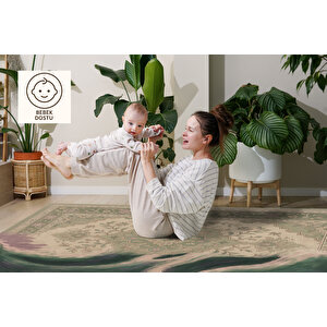 Dalga Desenli Retro Halı – Sanat Dokunuşlu Stil | Kaymaz Taban, Yıkanabilir, Evcil Dostu