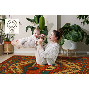 Etnik Desenli Araba Halı – Kaymaz & Yıkanabilir | Eğlenceli Çocuk Halısı, Bebek Ve Evcil Dostu