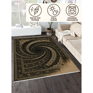 Retro Efektli Sanatsal Stil Halı | Kaymaz Tabanlı, Yıkanabilir, Bebek Dostu Pamuk Dokuma 200x250 cm