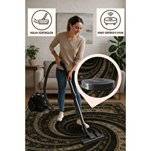 Retro Efektli Sanatsal Stil Halı | Kaymaz Tabanlı, Yıkanabilir, Bebek Dostu Pamuk Dokuma 200x250 cm