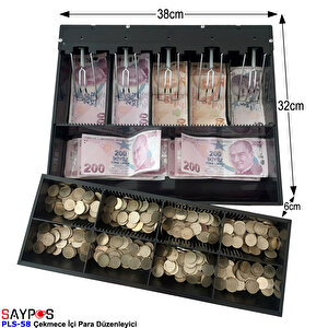 5 Banknot Gözlü Gizli Evrak Hazneli Çekmece İçi Para Düzenleyici 38x32x6cm