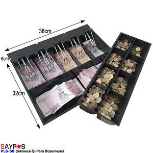 5 Banknot Gözlü Gizli Evrak Hazneli Çekmece İçi Para Düzenleyici 38x32x6cm