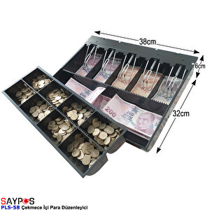 5 Banknot Gözlü Gizli Evrak Hazneli Çekmece İçi Para Düzenleyici 38x32x6cm