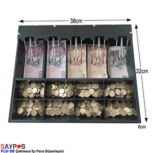 5 Banknot Gözlü Gizli Evrak Hazneli Çekmece İçi Para Düzenleyici 38x32x6cm