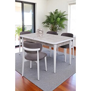 Duru Norte Mdf Lak Panel Açılır Yemek Masa Takımı 90x160 Beyaz