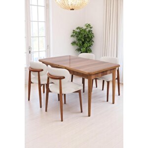 Duru Norte Mdf Lak Panel Açılır Yemek Masa Takımı 90x160 Ceviz