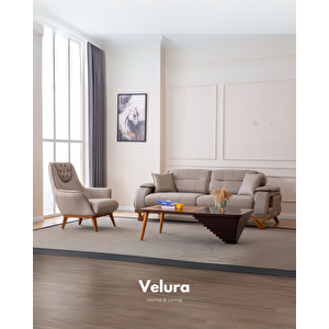 Berra Üçlü Koltuk & Kanepe (3'lü) - Koyu Krem