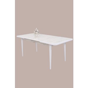 Duru Mdf Lak Panel Açılır Yemek Mutfak Masası 90x160 Beyaz
