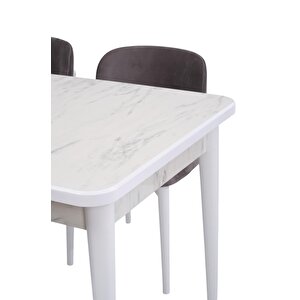 Duru Mdf Lak Panel Açılır Yemek Mutfak Masası 90x160 Beyaz