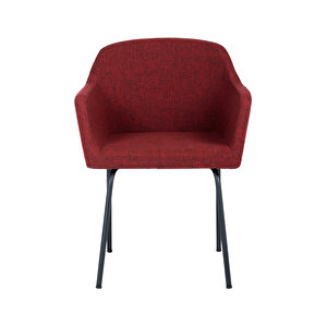 Toli̇na Toplanti Sandalyesi̇ Ve Bekleme Koltuğu Si̇yah Krom Ayak  Keten Kumaş Bordo