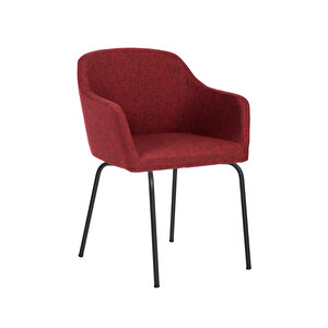 Toli̇na Toplanti Sandalyesi̇ Ve Bekleme Koltuğu Si̇yah Krom Ayak  Keten Kumaş Bordo