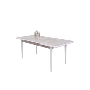 Duru Mdf Lak Panel Açılır Yemek Mutfak Masası 90x160 Beyaz Mermer