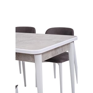 Duru Mdf Lak Panel Açılır Yemek Mutfak Masası 90x160 Beyaz Mermer