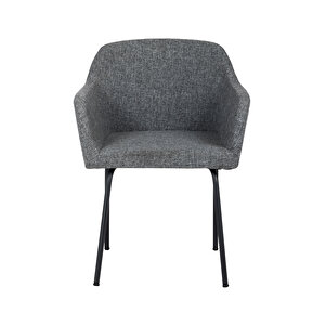 Toli̇na Toplanti Sandalyesi̇ Ve Bekleme Koltuğu Si̇yah Krom Ayak  Keten Kumaş Gri