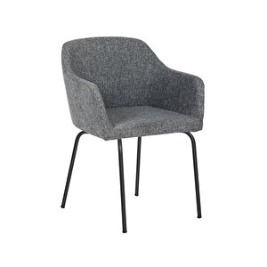 Toli̇na Toplanti Sandalyesi̇ Ve Bekleme Koltuğu Si̇yah Krom Ayak  Keten Kumaş Gri