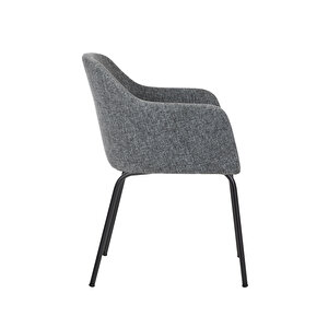 Toli̇na Toplanti Sandalyesi̇ Ve Bekleme Koltuğu Si̇yah Krom Ayak  Keten Kumaş Gri