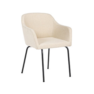 Toli̇na Toplanti Sandalyesi̇ Ve Bekleme Koltuğu Si̇yah Krom Ayak  Keten Kumaş Bej