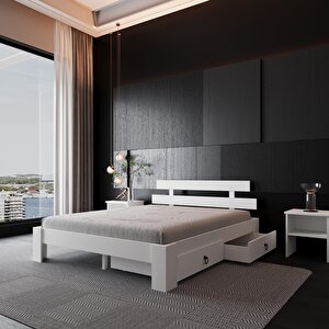 2 Çekmeceli Lotus Mdf Karyola | Çift Kişilik Yatak Uyumlu, Kolay Kurulum