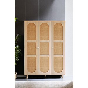 Bali Bohem Jüt 3 Kapaklı Gardırop / Elbise Dolabı / Üç Kapaklı Dolap