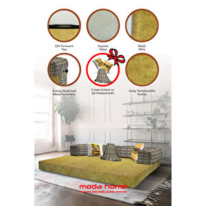 Moda Home Bedding Retro Yataklı Kanepe,yatak Olabilen,dinlenme Amaçlı Legom Aktivite Koltuğu-hardal
