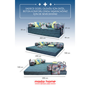 Moda Home Bedding Retro Yataklı Kanepe,yatak Olabilen,dinlenme Amaçlı Legom Aktivite Koltuğu-i̇ndi̇go