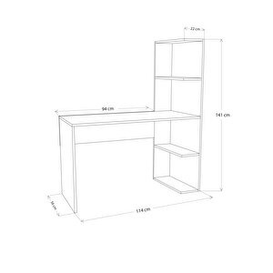 Bimossa T8030 Atlas Kitaplıklı Çalışma Masası Antrasit-beyaz