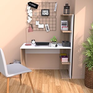 T8020 Atlas Kitaplıklı Çalışma Masası Ceviz-beyaz