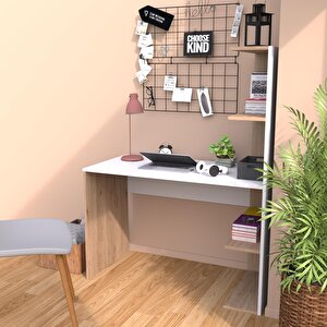 Bimossa T8020 Atlas Kitaplıklı Çalışma Masası Ceviz-beyaz