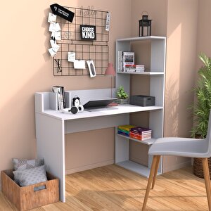 T9040 Barlas Kitaplıklı Çalışma Masası Beyaz
