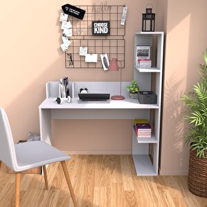 T9040 Barlas Kitaplıklı Çalışma Masası Beyaz