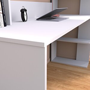 T9040 Barlas Kitaplıklı Çalışma Masası Beyaz