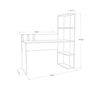 Bimossa T9040 Barlas Kitaplıklı Çalışma Masası Beyaz