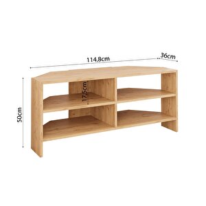 Roy B1410 Köşe Tv Sehpası Ünitesi – Sepet Ahşap | Açık Raflı & Modern