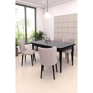 Duru Tuna Mdf Lak Panel Açılır Yemek Masa Takımı 90x160