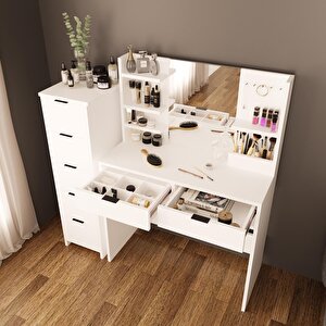 T5050 Diena Çekmeceli Dolaplı Makyaj Masası Beyaz