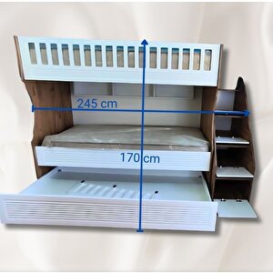 Midas Tamamı Mdf Panjur Model Lake Boyalı Yavrulu 3 Lü Ranza Atlantik-beyaz Ücretsiz Kurulum
