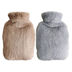 Sıcak Su Torbası 2 Adet,Yan Cepli Peluş Termofor 27X17X2Cm  750Ml