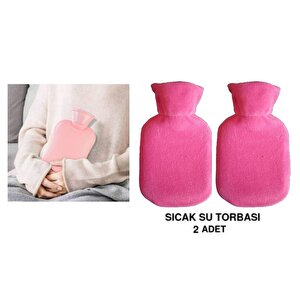 Sıcak Su Torbası 2 Adet,Koyu Pembe 23X15X2Cm 250 Ml