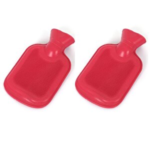 Sıcak Su Torbası 2 Adet,Pembe Kauçuk Termofor 21X15X1,8Cm 250 Ml