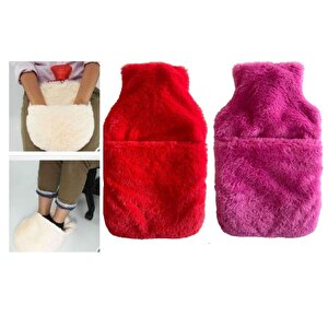 Sıcak Su Torbası 2 Adet,Cepli Peluş Termofor 32,5X17,5Cm  1500 Ml