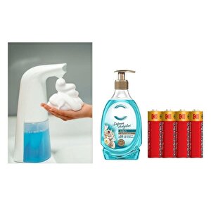 Sensörlü Fotoselli Sıvı Sabunluk,Piller Dahil 21X5X10Cm Ve Bir Adet 392 Ml Sıvı Sabun Aqua Ve Deniz Esintisi