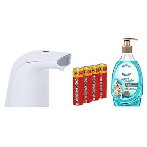 Sensörlü Fotoselli Sıvı Sabunluk,Piller Dahil 21X5X10Cm Ve Bir Adet 392 Ml Sıvı Sabun Aqua Ve Deniz Esintisi