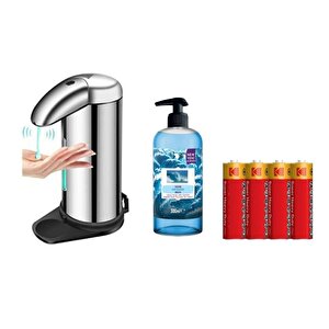 Sensörlü Fotoselli Sıvı Sabunluk,Piller Dahil 14X10X22Cm Ve Bir Adet 500 Ml Sıvı Sabun Okyanus Kokulu