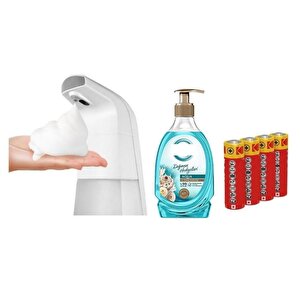 Sensörlü Fotoselli Sıvı Sabunluk,Piller Dahil 21X10X5Cm Ve Bir Adet 392 Ml Sıvı Sabun Aqua Ve Deniz Esintisi